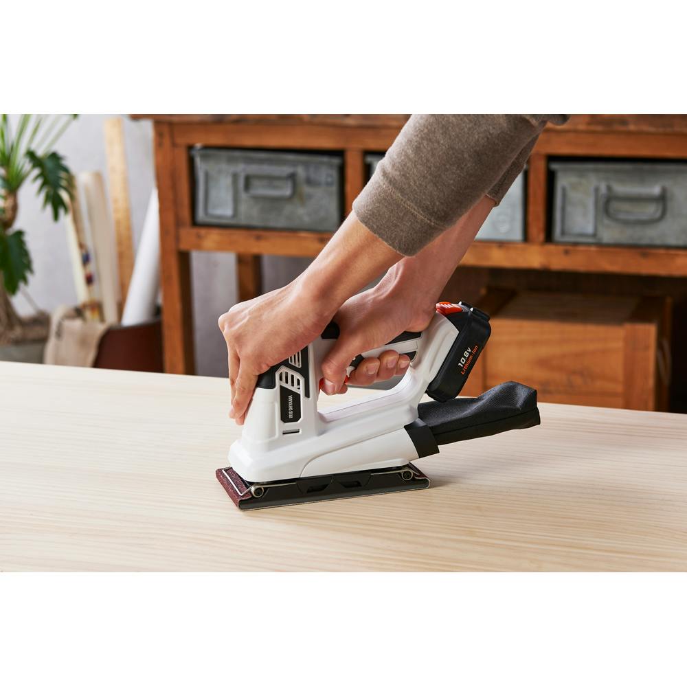 アイリスオーヤマ 充電式 オービタルサンダ ホワイト 223×92×160mm