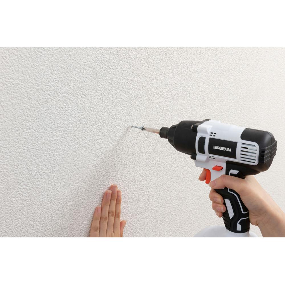 アイリスオーヤマ 充電式 インパクトドライバー ホワイト 180.5×74
