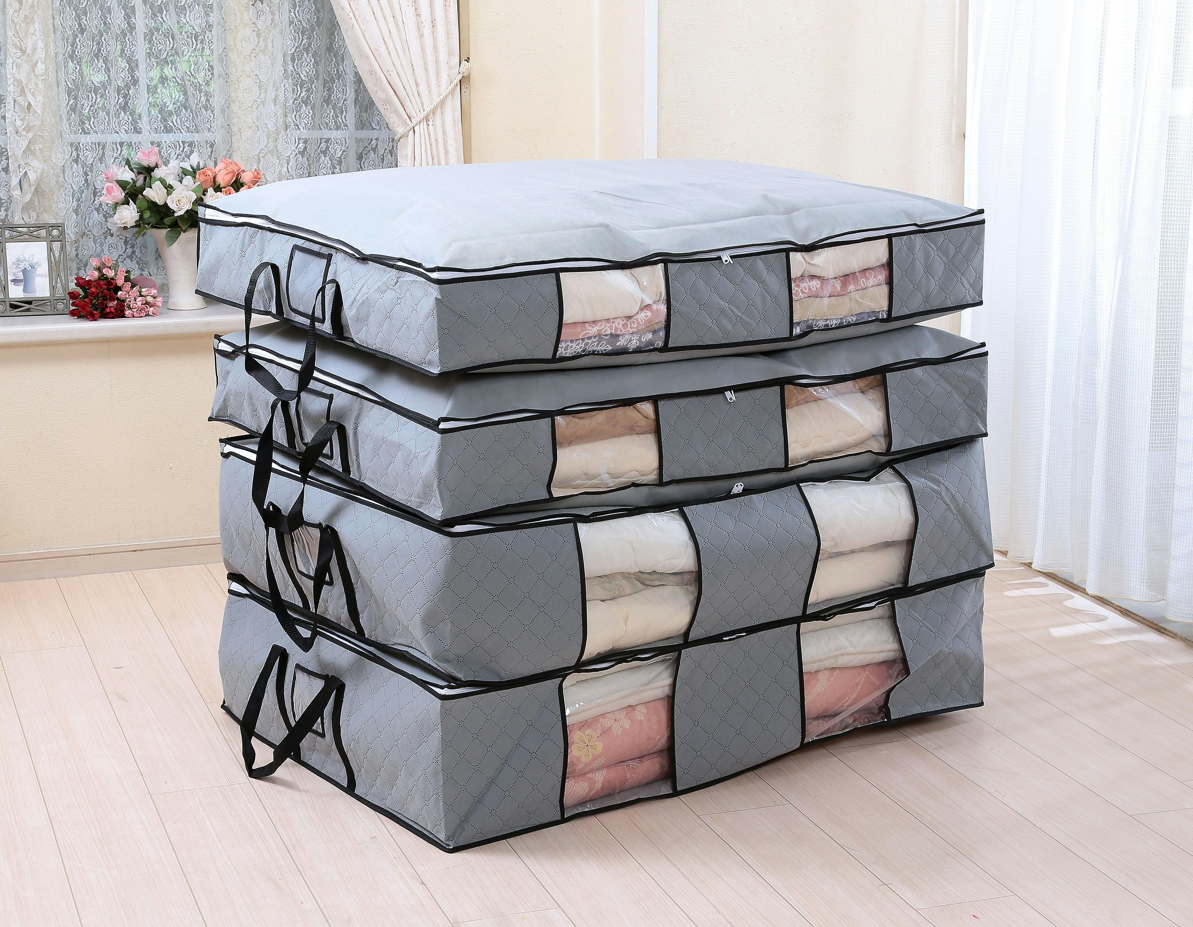 タック Vita 竹炭入り布団収納ケース4個セット 防臭 消臭 布団袋 季節