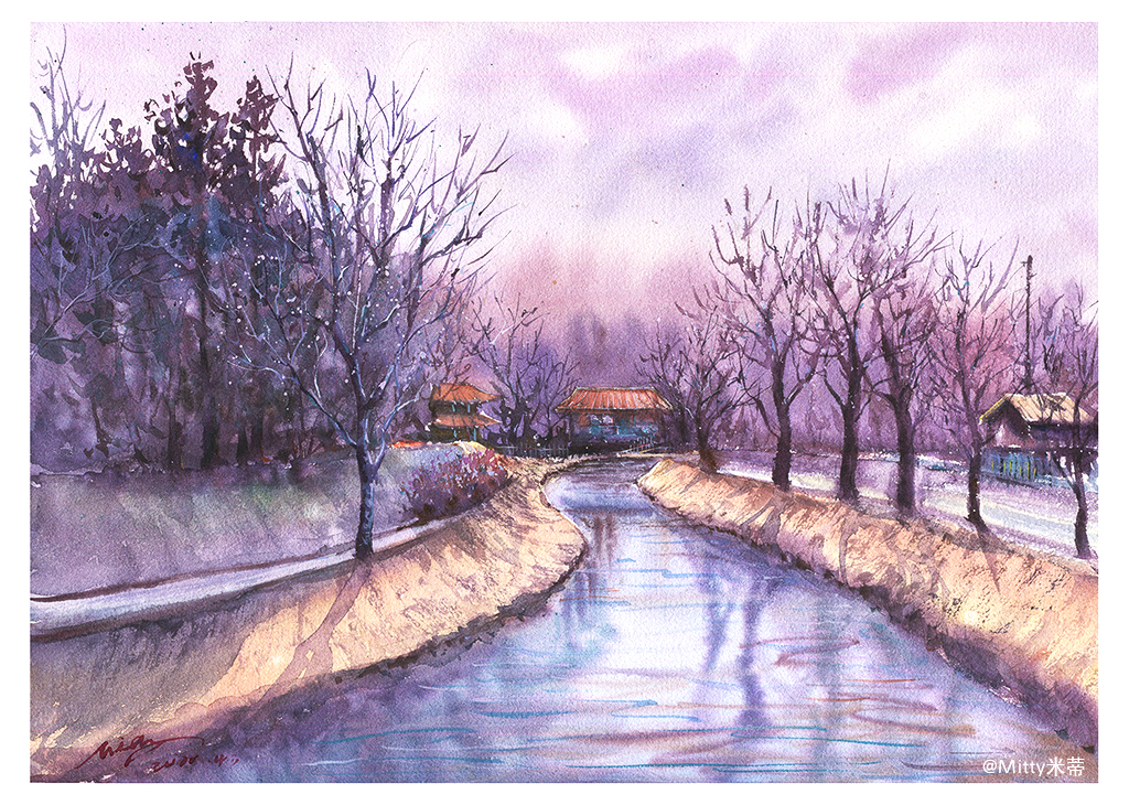 浦久保義信 十和田湖 水彩画 色紙 【公式通販】