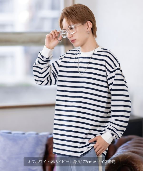 SIDE23-183 ボーダー長袖Tシャツ