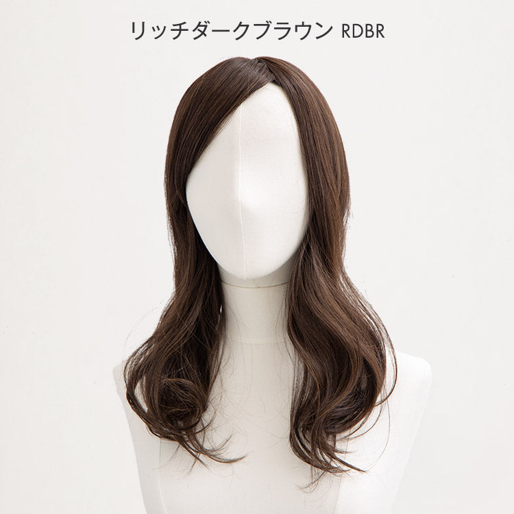 ヘアピースワイド ナチュラルカールロング トップカバーウィッグ｜リネ