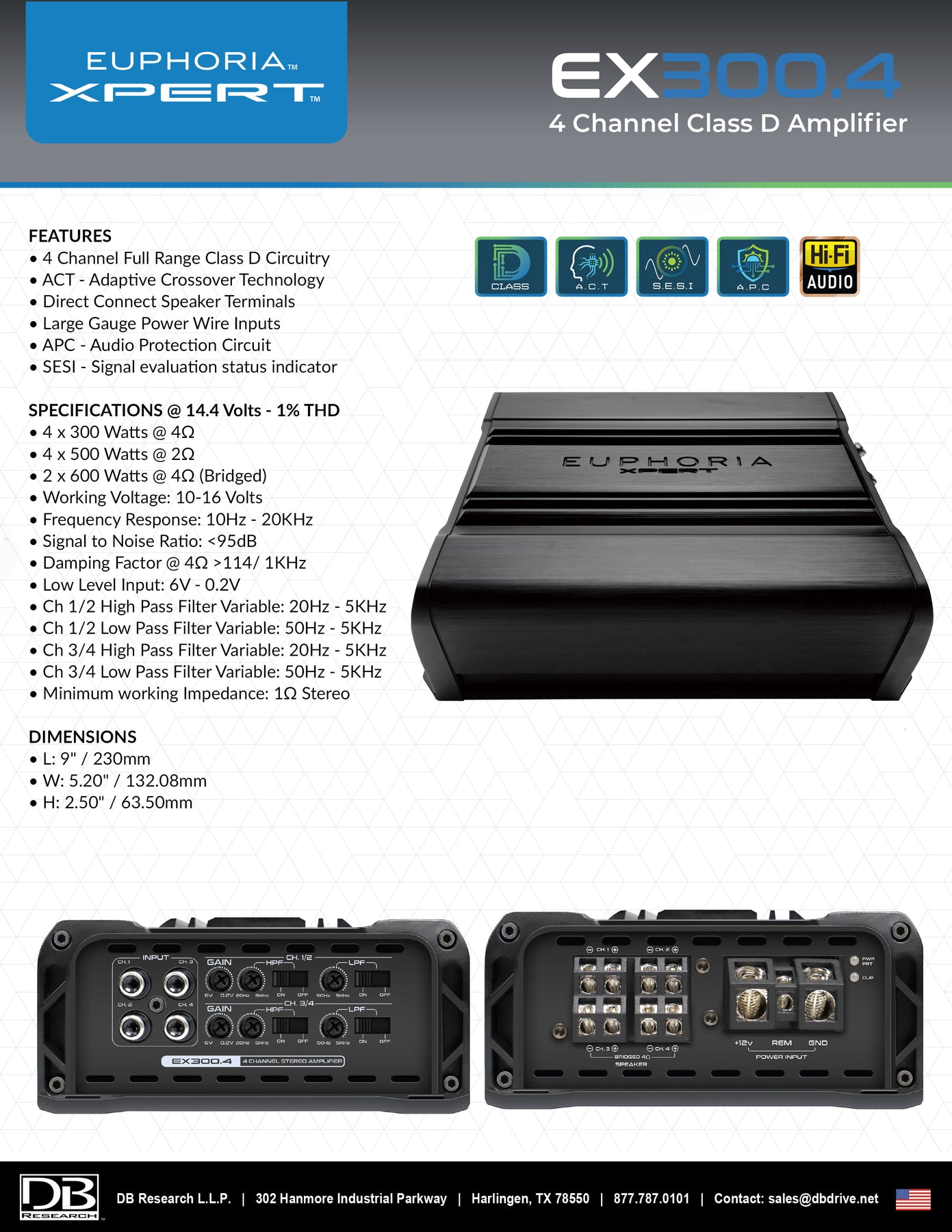 XPERT EX300.4 4-Channel Class D amplifier – Insane Asylum Motorsports