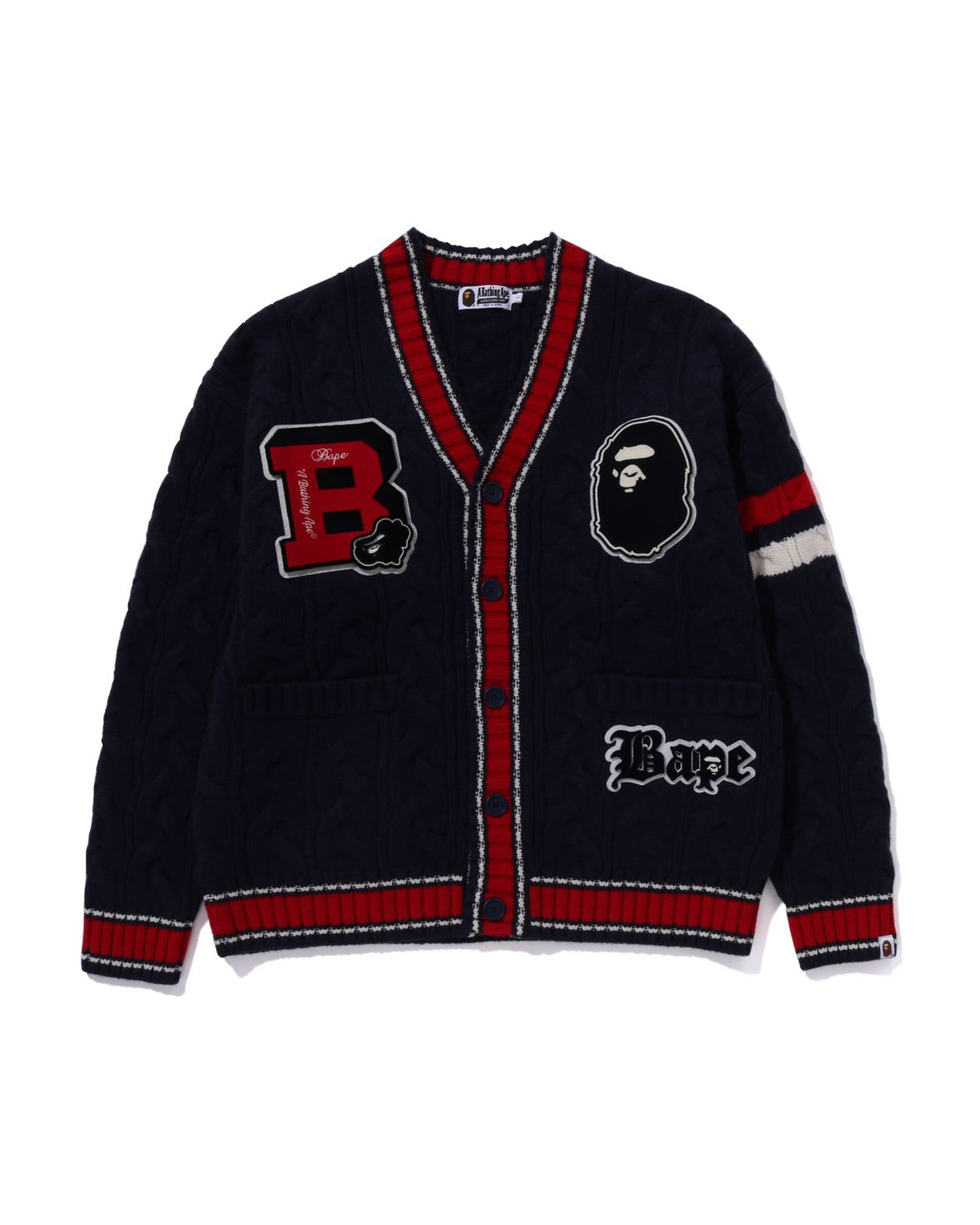 A BATHING APE® College Badges Knit Cardigan | Bape official
