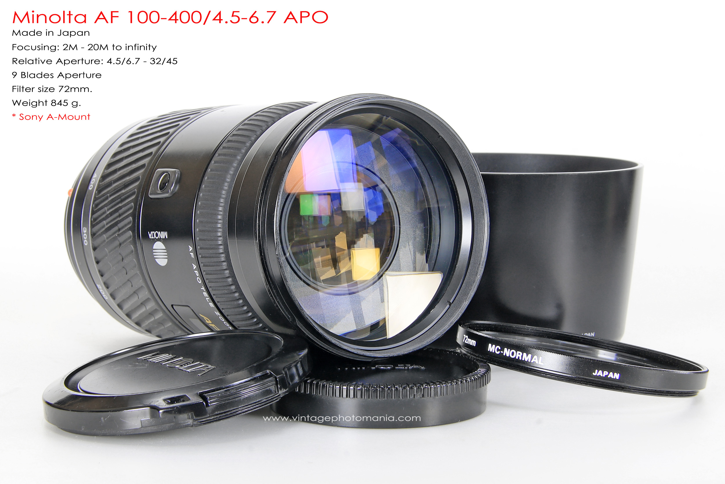 ソニー用MINOLTA AF APO100-400mmF4.5(32)-6.7