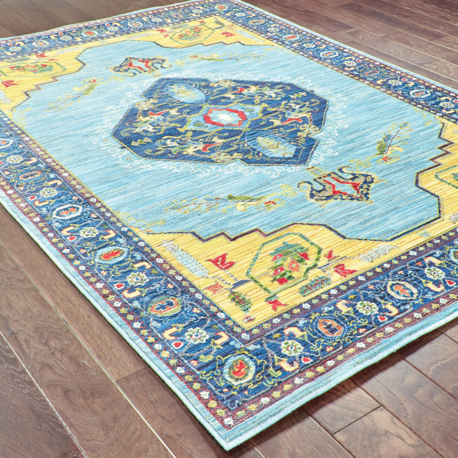 Oriental Weavers Joli 564L4 Blue/ Yellow Area Rug – Incredible