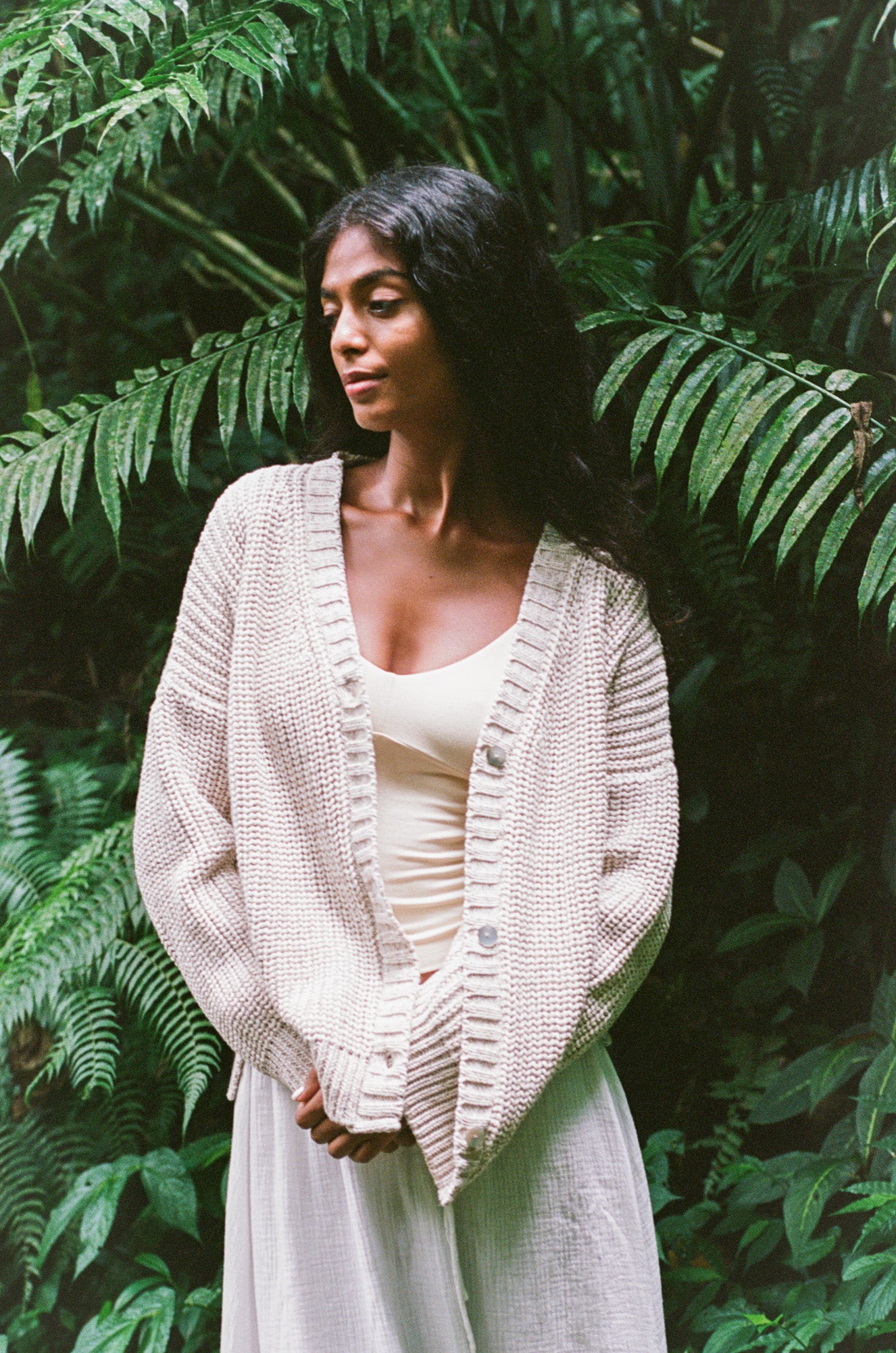 Hand Knitted Helga Cardigan | Sustainable Women Knitwear –Indigo