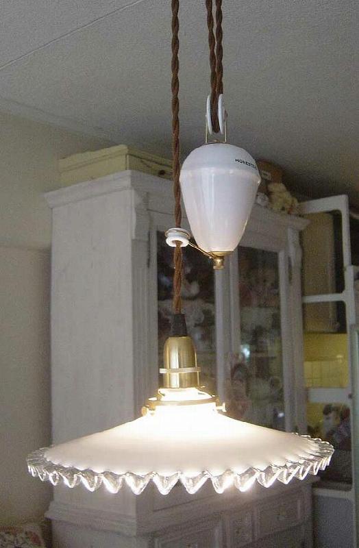 merci】 2a. フランス 吊り下げ 滑車 ランプ 古道具 什器 カフェ merci