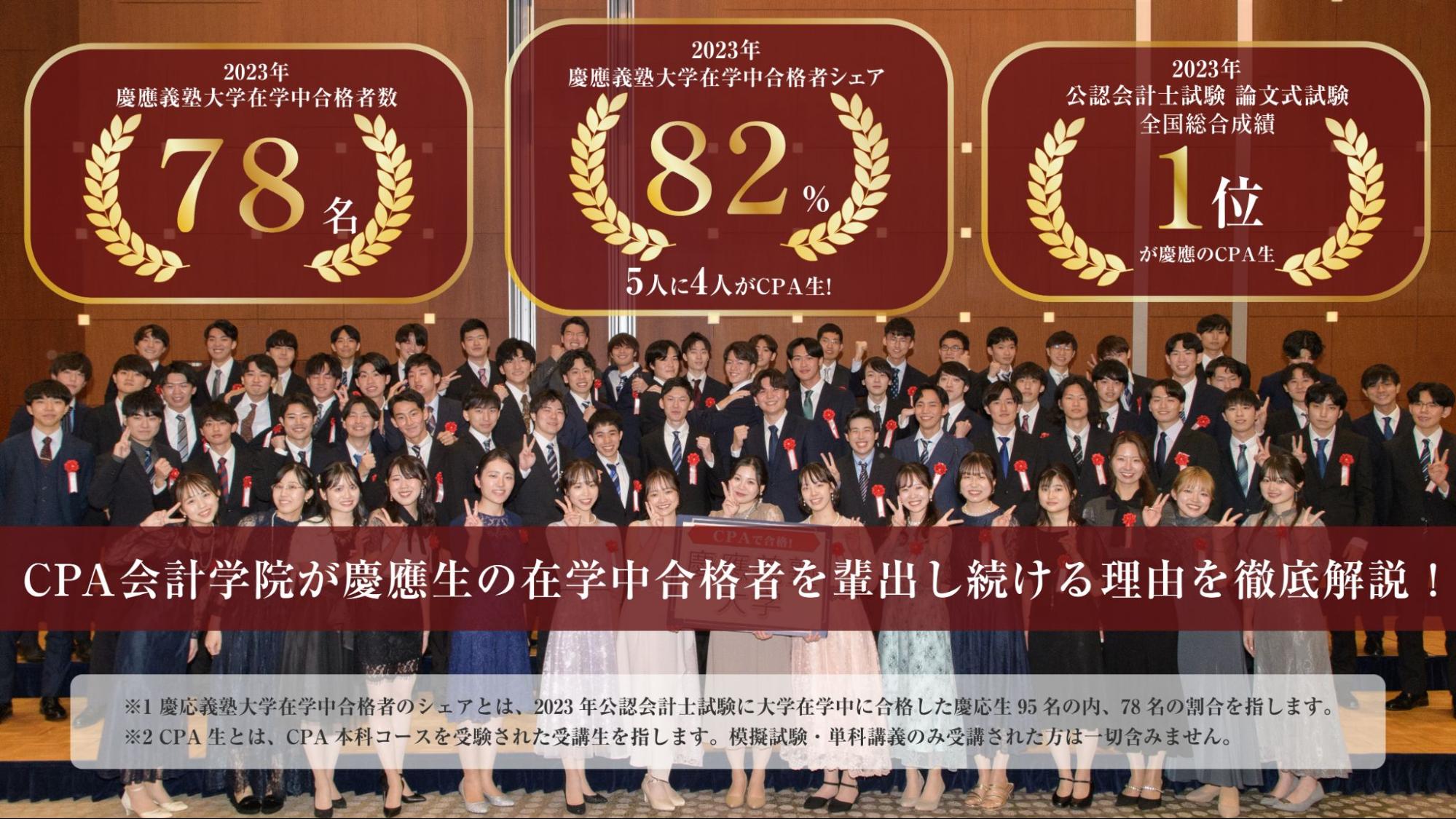 公認会計士試験】 慶應大学在学中合格者の80%以上が 「CPA会計学院」を