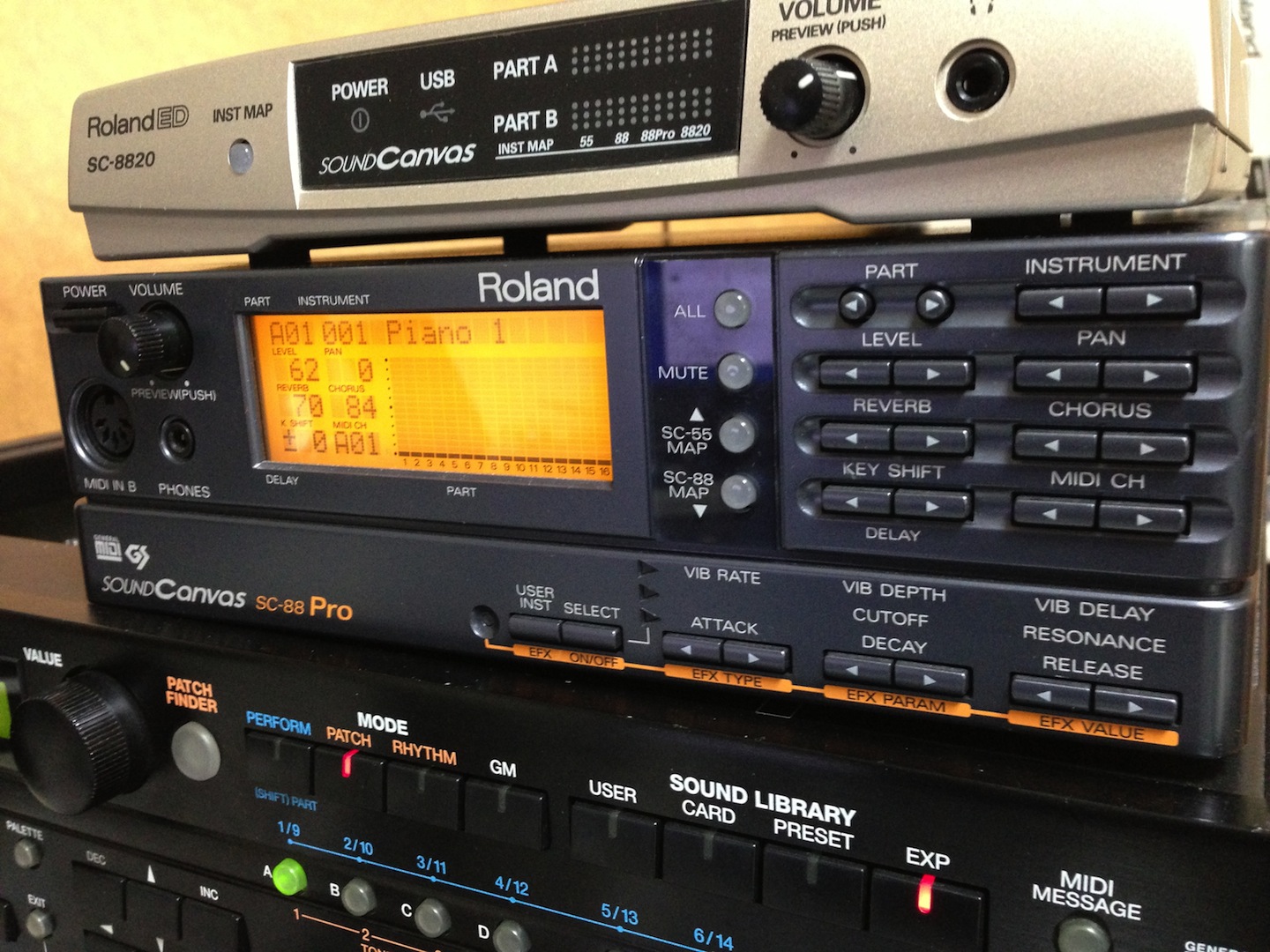 ローランドの歴代音源モジュール、SC-88Pro、XV-3080、JD-990、INTEGRA