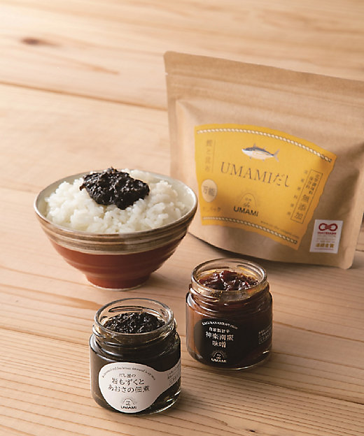 越品】ON THE UMAMI 人気のだしパック2袋とご飯のお供