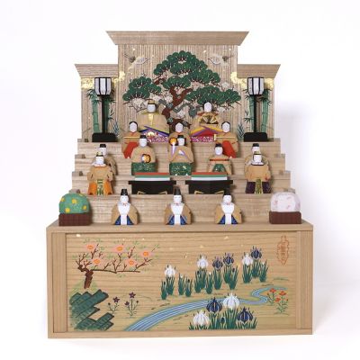 送料無料】奈良一刀彫 神泉作 段飾雛 大（三越） | 神泉/シンセン