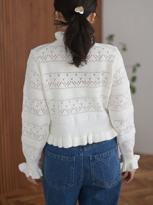 予約販売】ハートクロシェカーディガン【3月末日以降お届け