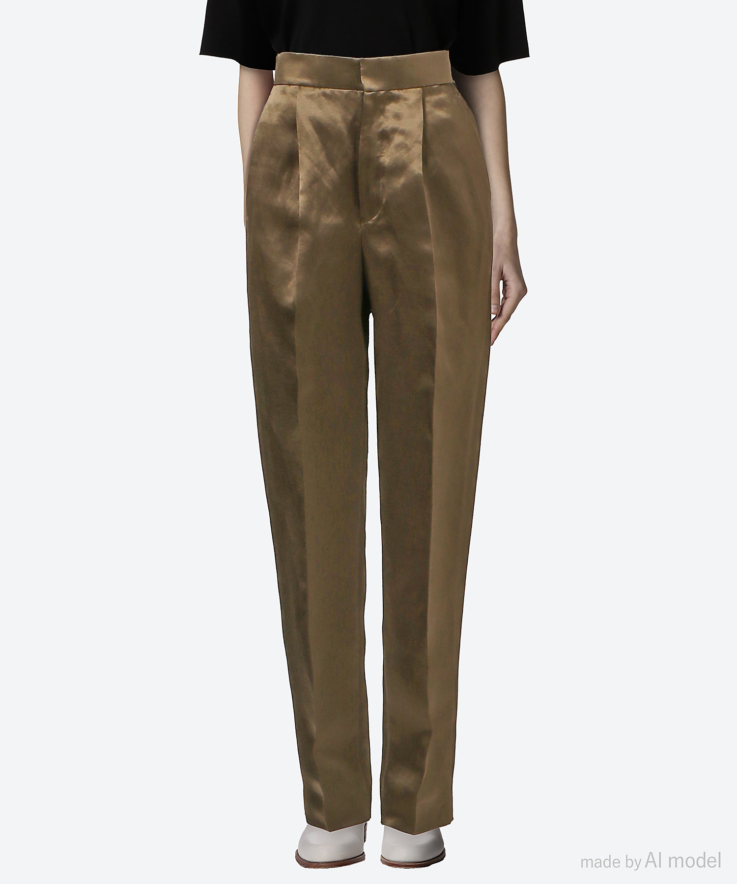 シルクリネンバックギャザーストレートパンツ 7914－299