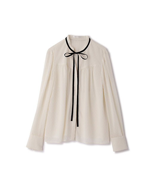 ◇カットジャカードリボンブラウス（0313110233