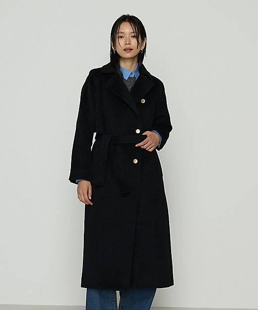 Sサイズ 〕 アンゴラウール ロングトレンチコート（9615WM05