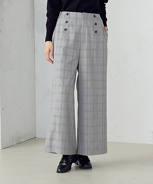 ポリエステルレーヨングレンチェック ワイドパンツ ／ セットアップ