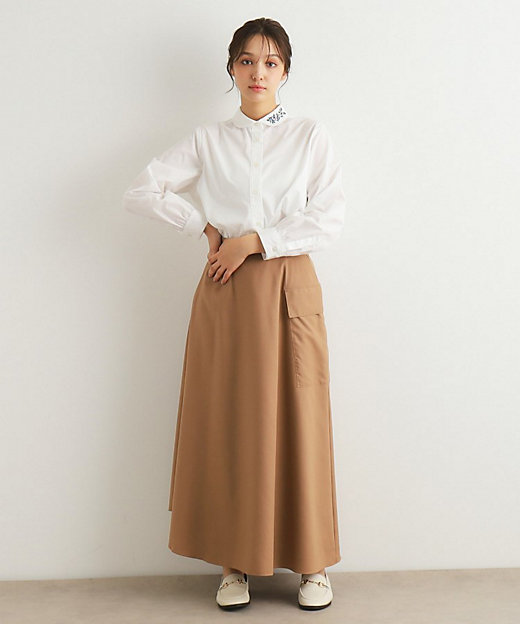 襟刺繍】ラウンドカラーブラウス（2002352289） | LAURA