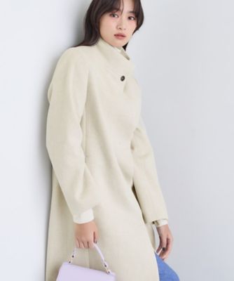 名品コート／日本製】ウール100％スタンドカラーロングコート