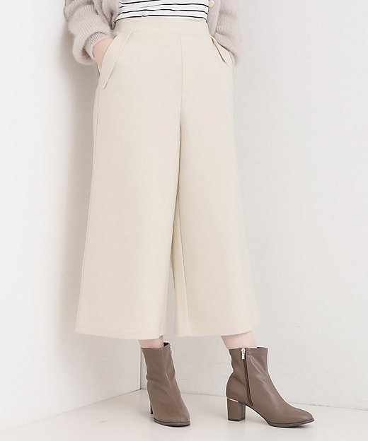 洗濯機可】美脚見え あったか圧縮ニット ガウチョパンツ