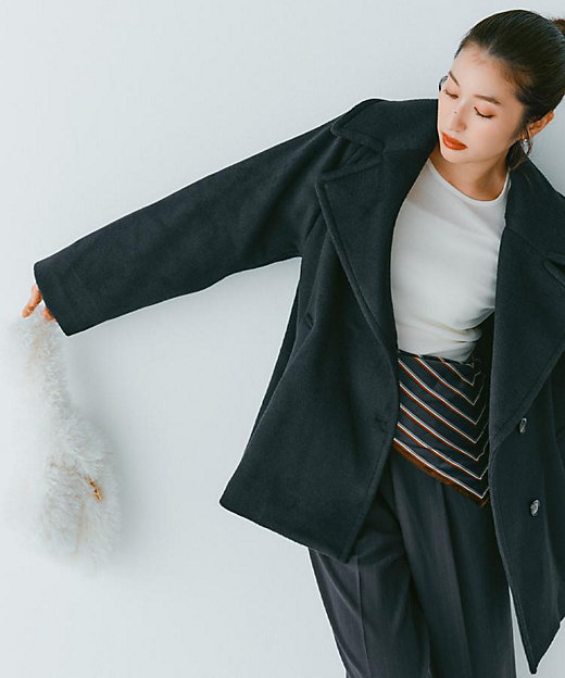 カシミヤブレンドウールミドルピーコート（2002542079