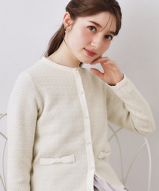 ハレの日・通勤】ラメツイード ニットカーディガン