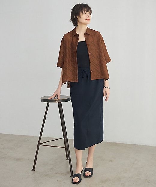 洗える】ゼブラシアーJQ クロップドシャツ（BLCMGM0611