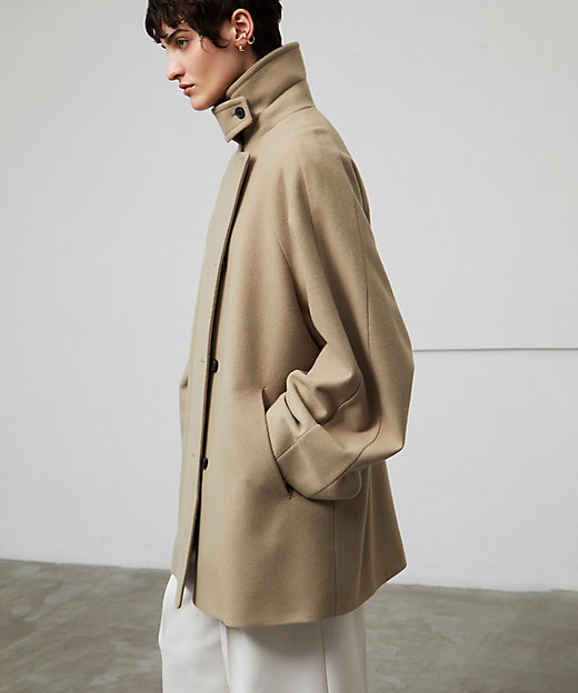 GABELLE ／ ミドル丈スタンドカラーウールコート