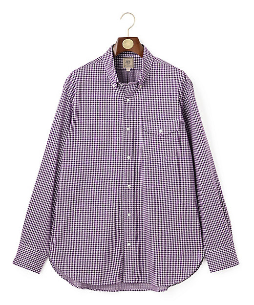 KING SIZE】ギンガムチェック コットンネルジャージシャツ