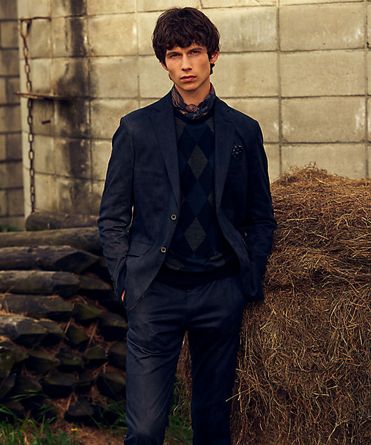 キングサイズ・ストレッチ】ヘリンボンスエード ジャケット