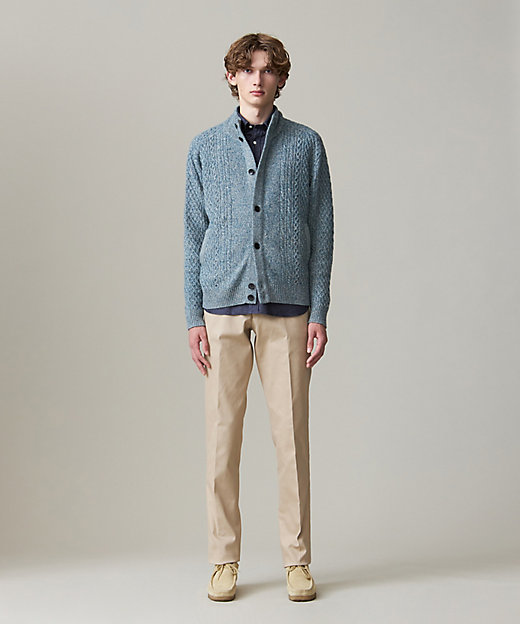 Cash Lamb's Wool】ハイネックケーブルカーディガン