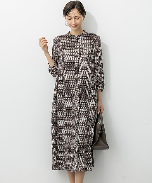 洗える】モダンジオメトリックプリント ワンピース