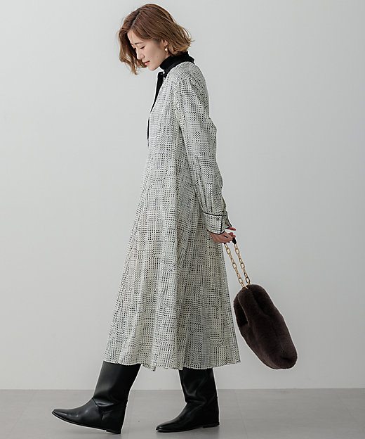 洗える】モノクロトーンプリント ワンピース（OPWSGS0014