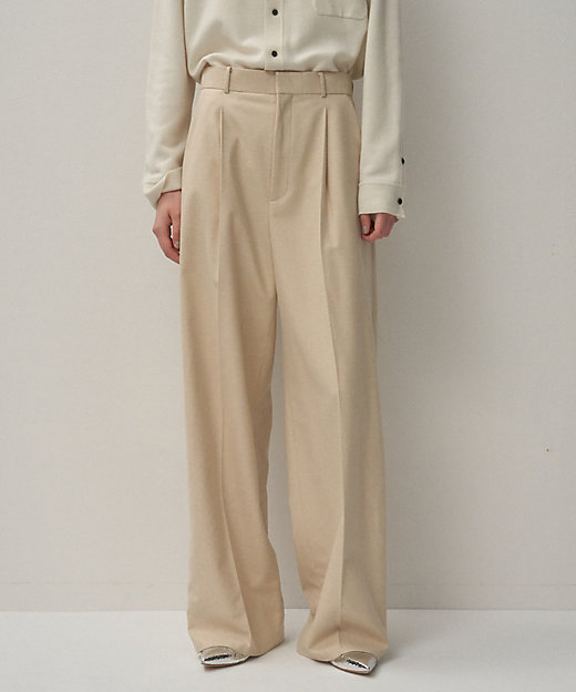 MERINO COLLEGE FLANNEL ｜ タックワイドパンツ