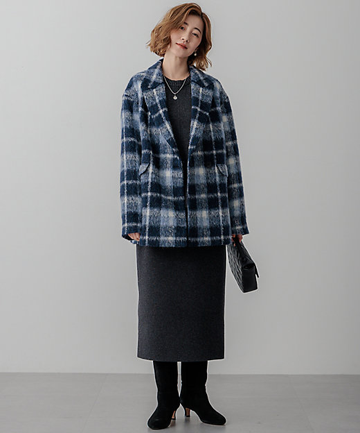 一部店舗限定】アルパカシャギーチェック コート