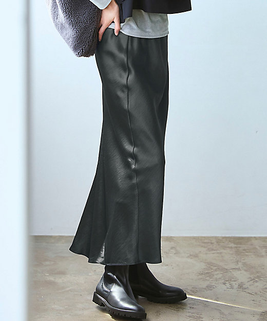 洗える】テクスチャーサテン ナロー スカート（SKWOGA0209