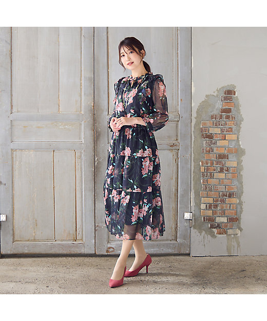 手洗いOK】ボタニカル風フラワーワンピース（51015503