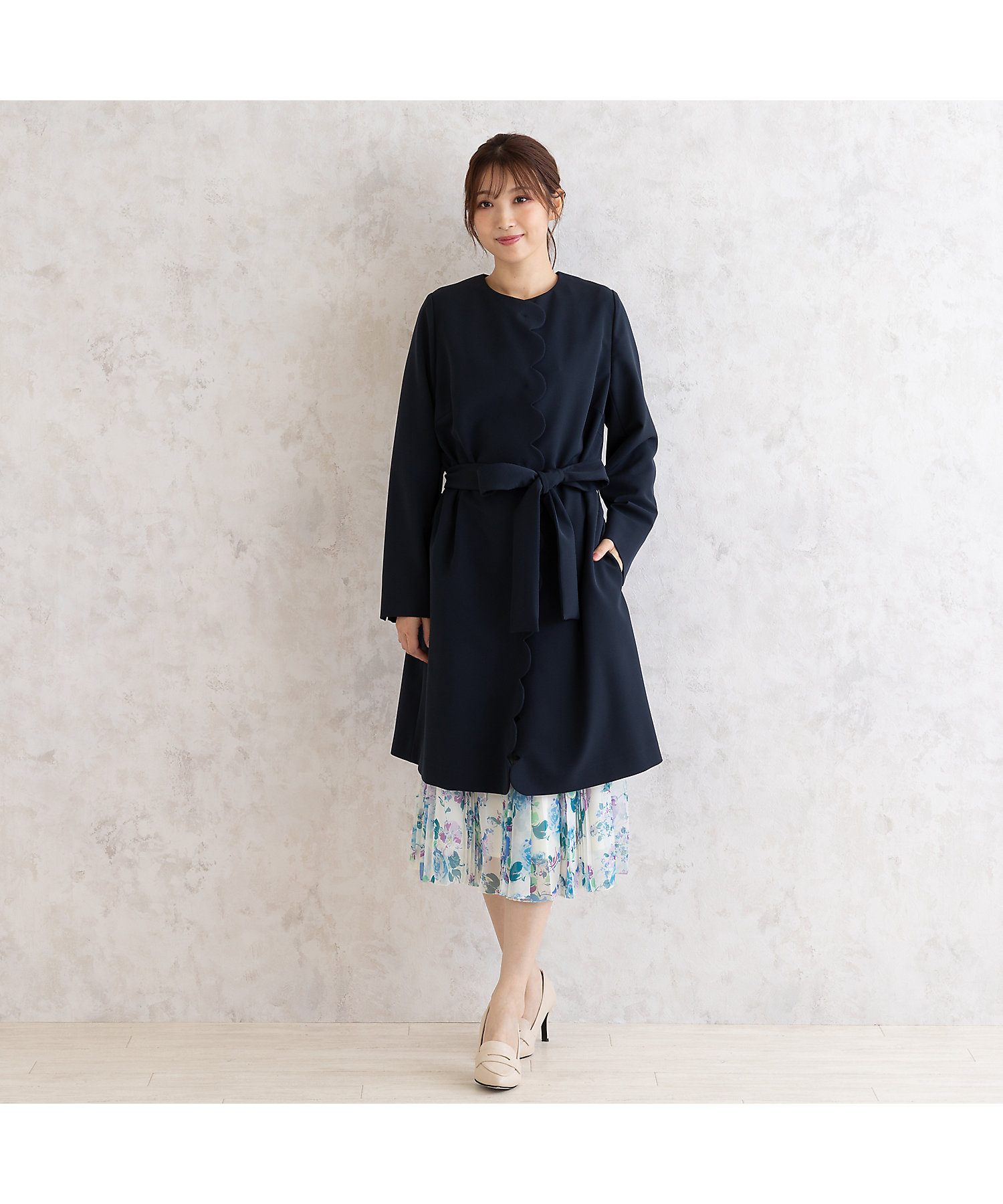 ダブルクロスノーカラーコート（51101501） | Rose Tiara