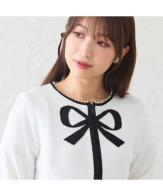 フロントファスナーリボンニット（51136402） | Rose Tiara