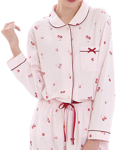 コットン接結チェリーシャツパジャマ 25ー71402 | Narue (Women