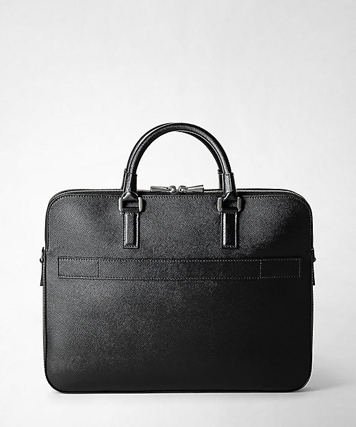 EVOLUZIONEレザー製 ダブルファスナースリムブリーフケース