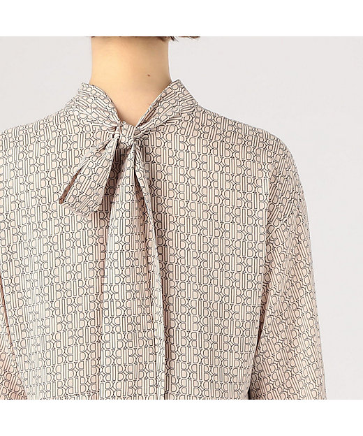 モノグラムプリント フロンタブルボウタイワンピース | maison