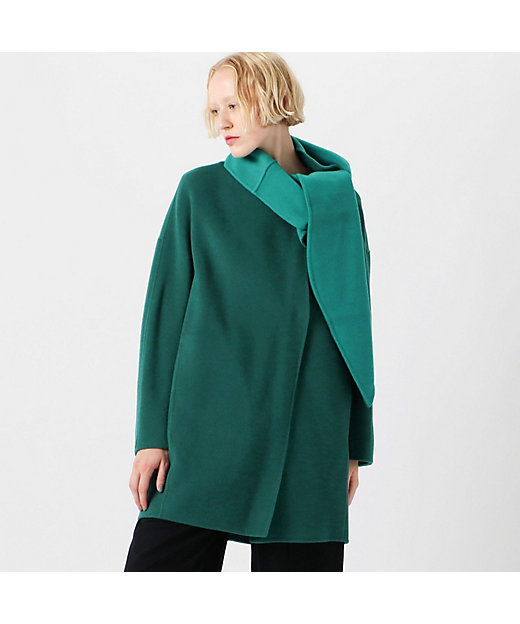 ウールダブルフェイス ストール付きノーカラーコート | maison