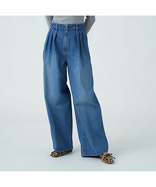 コットンデニム タックワイドパンツ | maison TOMORROWLAND/メゾン