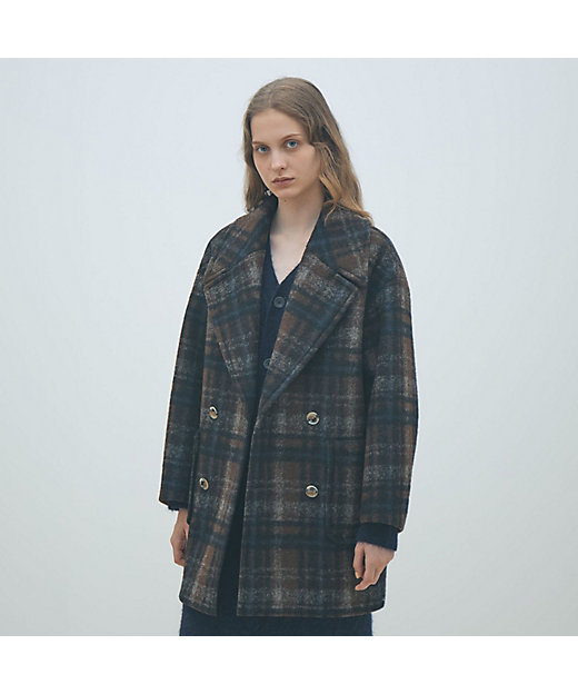 ボンディングチェック ダブルブレストコート | maison TOMORROWLAND