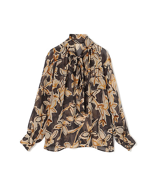 フローフラワープリント ボウタイブラウス | maison TOMORROWLAND