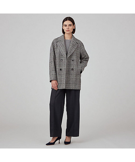 ウールカシミヤグレンチェック ショートコート | maison TOMORROWLAND