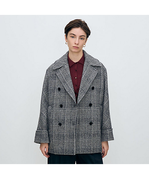 ウールカシミヤグレンチェック ダブルブレストコート | maison