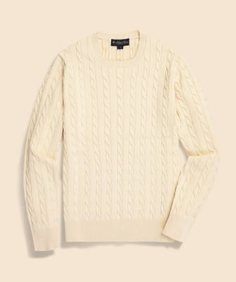 スーピマコットン ケーブル クルーネックセーター | Brooks Brothers