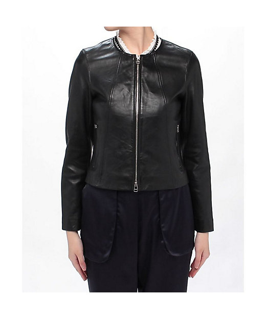 レザークルーネックジャケット | allureville (Women)/アルアバイル